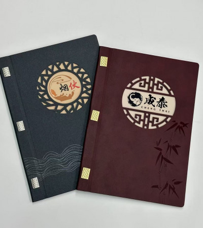 餐馆菜单 精装皮套菜单 A4内页250g覆膜铜版纸 菜单设计排版